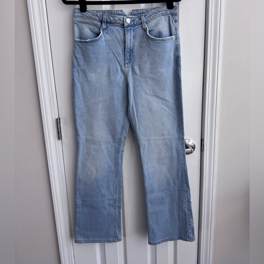 SPRWMN Micro Flare Cropped Light Wash Denim Jeans Size 28